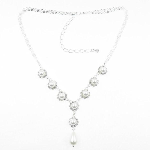 Rosa Rhinestones Pearl & Rhinestone Y Necklace