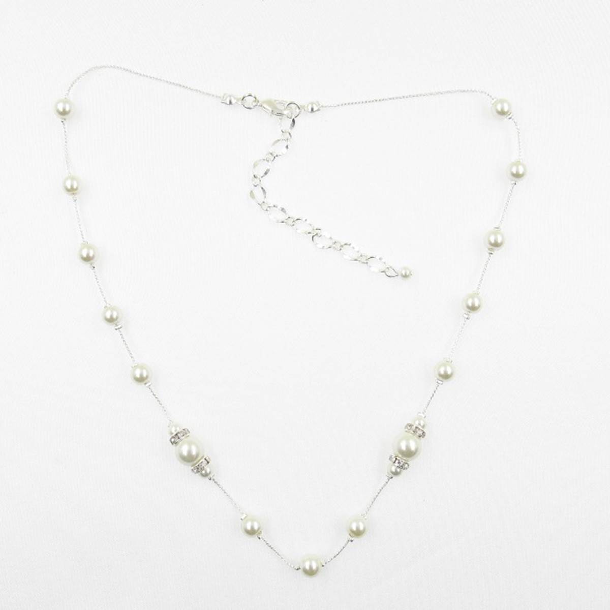 Rosa Rhinestones Pearl Illusion Necklace