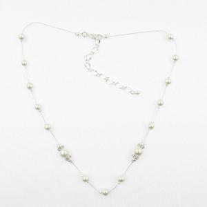 Rosa Rhinestones Pearl Illusion Necklace