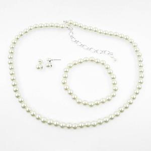 Rosa Rhinestones Pearl Studs Bracelet & Necklace Set