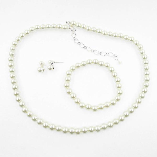 Rosa Rhinestones Pearl Studs Bracelet & Necklace Set