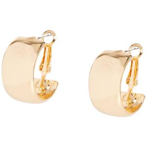 Design Collection Gold-Tone Wide Clutchless Huggie Earrings