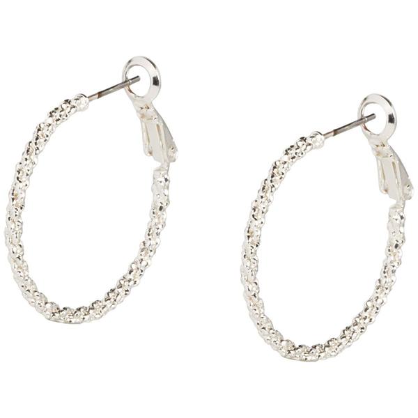 Design Collection Silver-Tone Textured Hoop Earrings