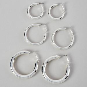Design Collection Silver Trio Hoop Earrings Set