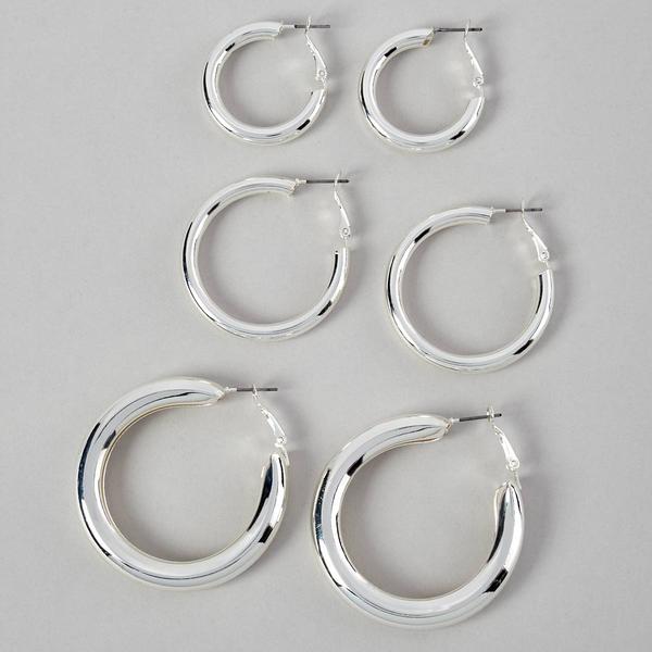Design Collection Silver Trio Hoop Earrings Set
