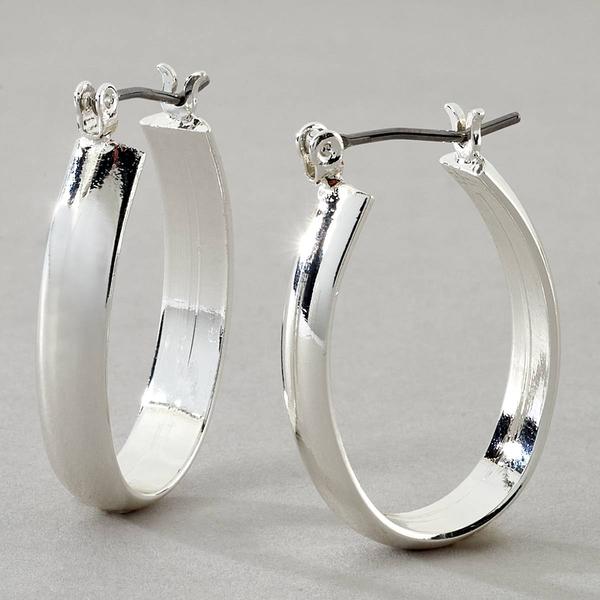 Design Collection Silver U-Shape  Polished Hoop Earrings