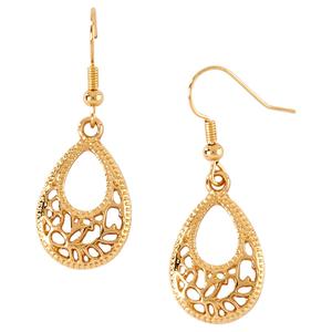 Design Collection Gold Pear Shape Drop Earrings