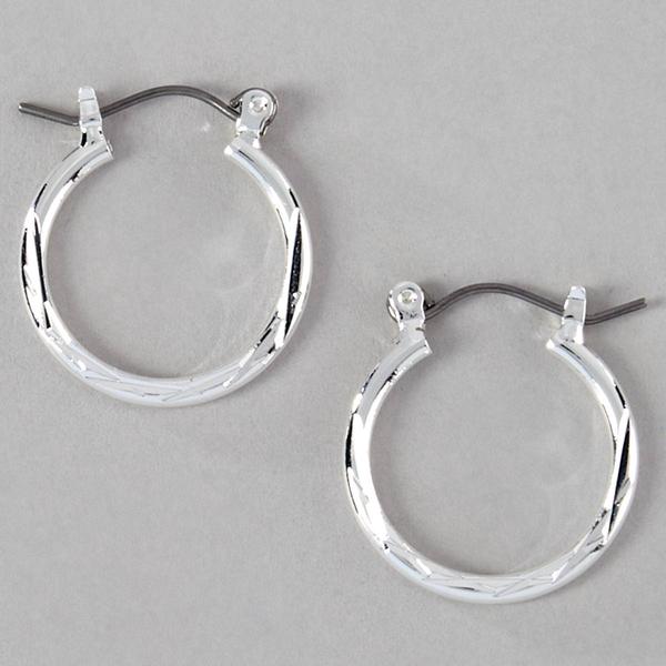 Design Collection Silver Tri-Textured Polished Earrings