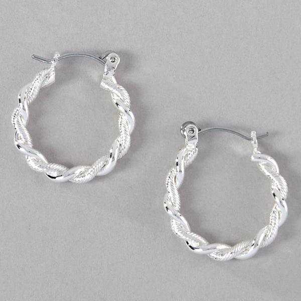 Design Collection Silver Rope Twist Hoop Earrings