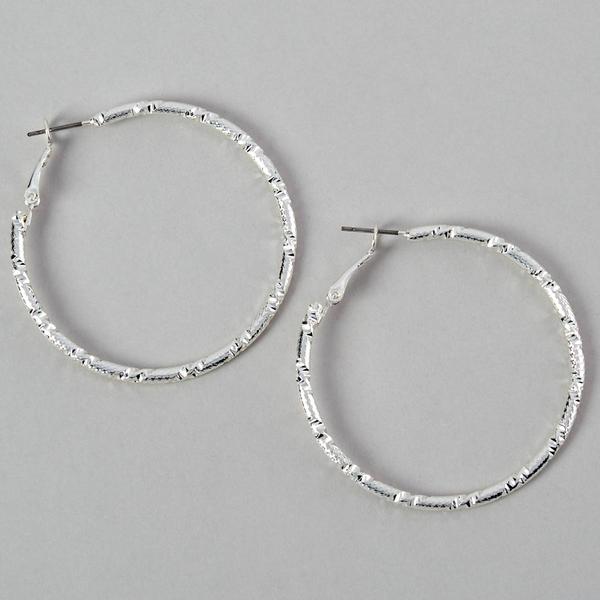 Design Collection Gold Diamond Cut Clutch Hoop Earrings