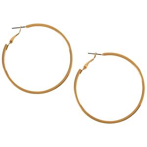 Design Collection Gold Large Flat Square Hoop Earrings