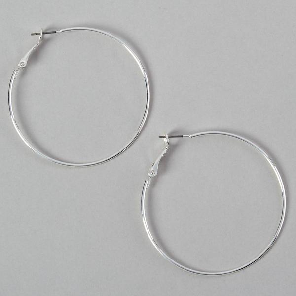Design Collection Silver Medium Clutch Hoop Earrings