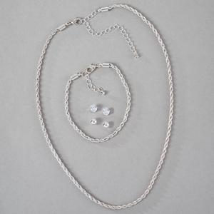 Design Collection Silver-Tone 4-Pc. Necklace/Bracelet/Earring Set