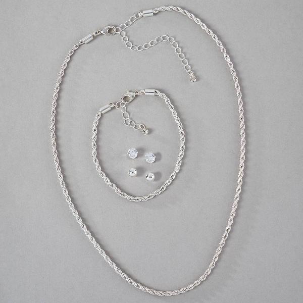 Design Collection Silver-Tone 4-Pc. Necklace/Bracelet/Earring Set