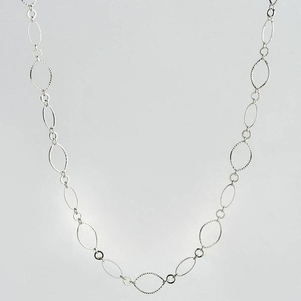 Design Collection Silver-Tone Textured Oval Link Necklace