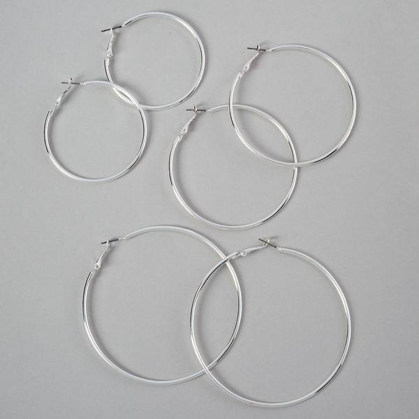 Design Collection Silver 3pc. Hoop Earring Set