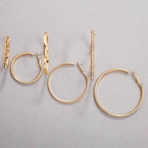 Design Collection 3pc. Gold-Tone Multi-Crystal Hoop Earrings Set