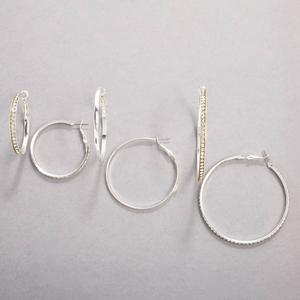 Design Collection 3pc. Silver-Tone Multi-Crystal Hoop Earrings