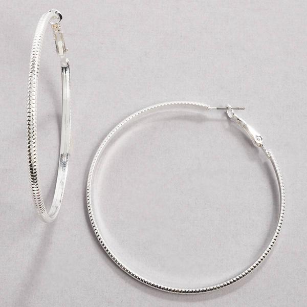 Design Collection Silver-Tone Diamond Cut Textured Earrings