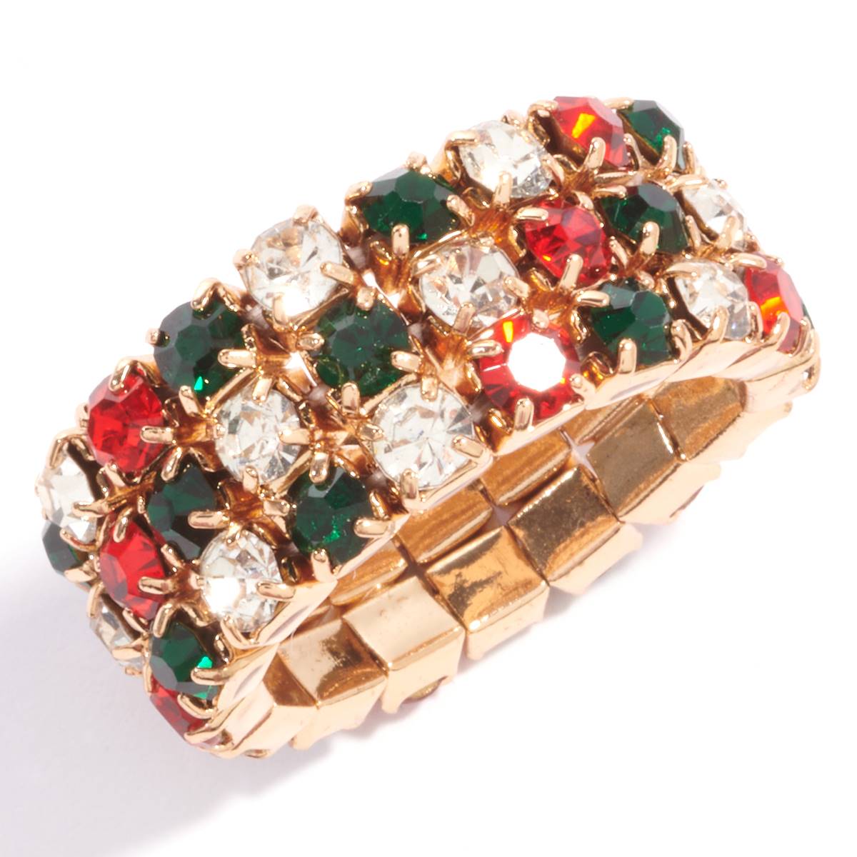 Gold-Tone Plated & Holiday Colors Stretch Ring