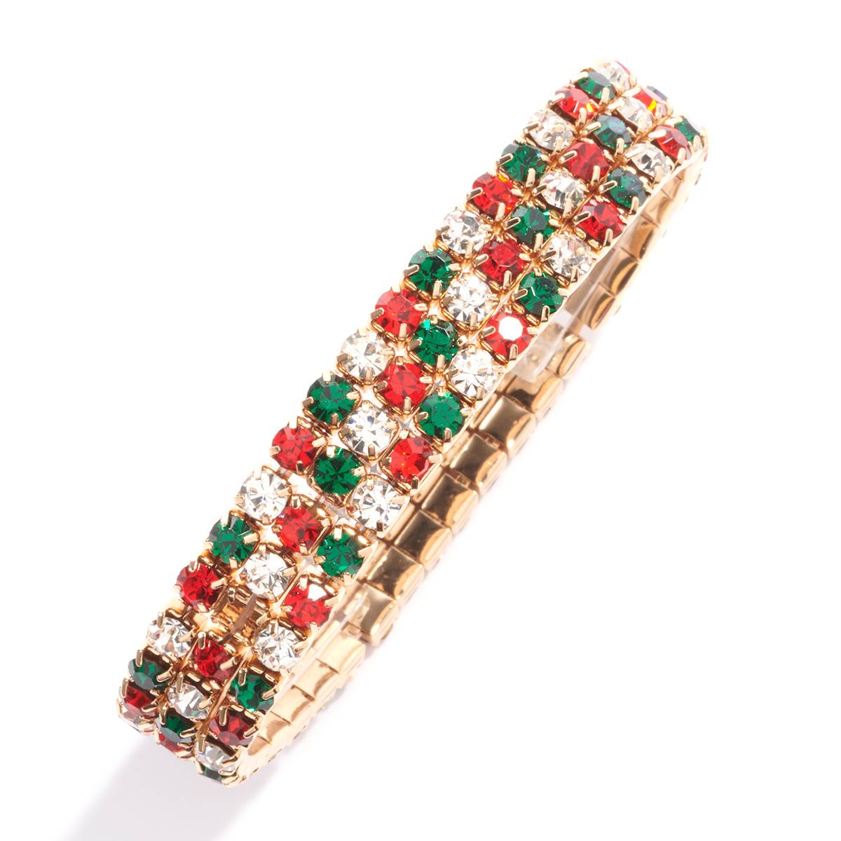 Gold-Tone Holiday Colors Rhinestone Stretch Bracelet