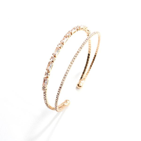 Rosa Rhinestones Floating Rows Cuff Bracelet