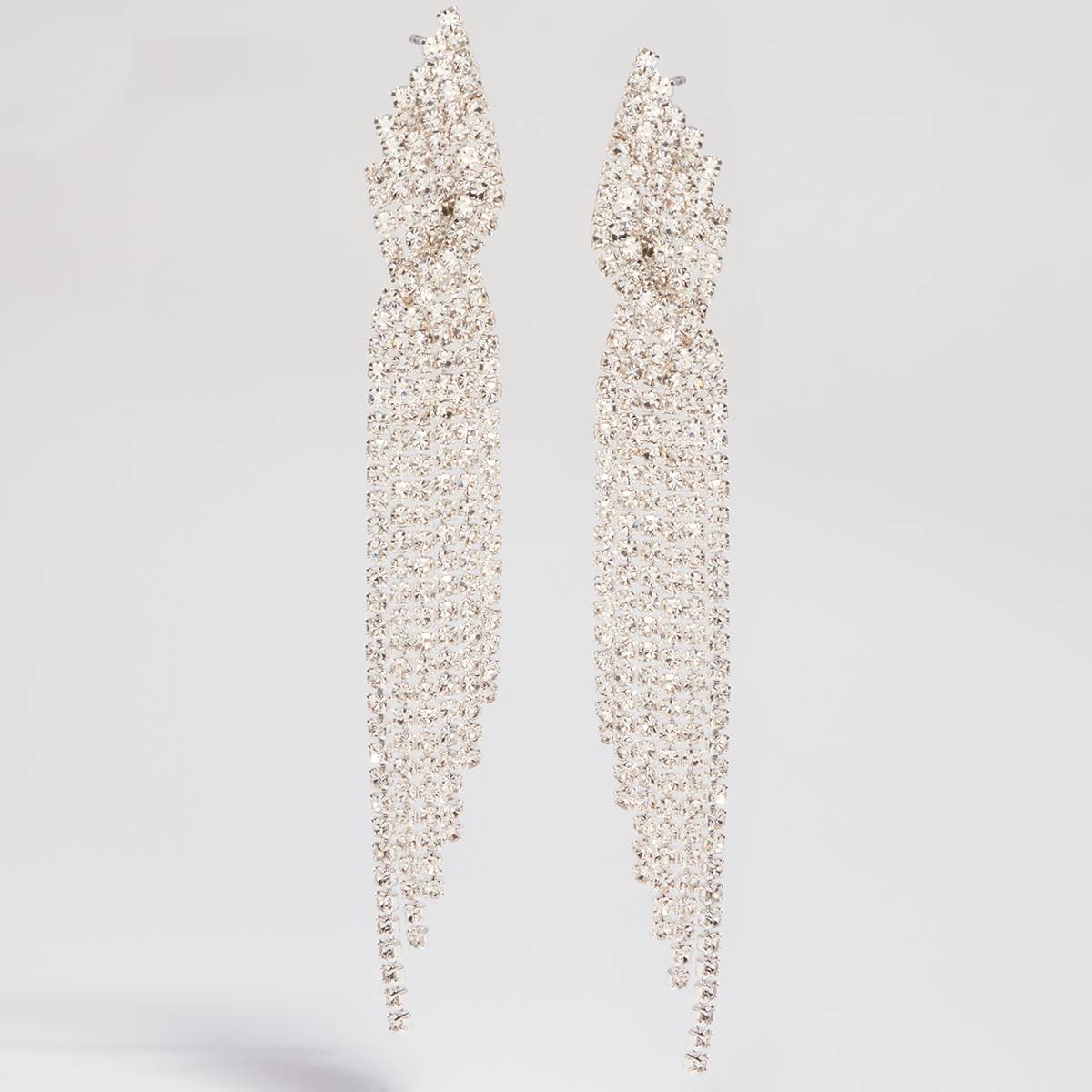 Rosa Rhinestones Fringe Twist Dangle Earrings