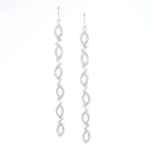 Rosa Rhinestones Open Ovals Long Dangle Earrings
