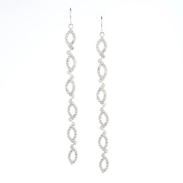 Rosa Rhinestones Open Ovals Long Dangle Earrings