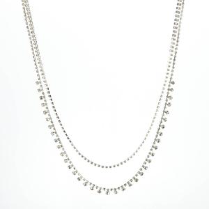 Rosa Rhinestones Double Rhinestone Rows Layered Necklace