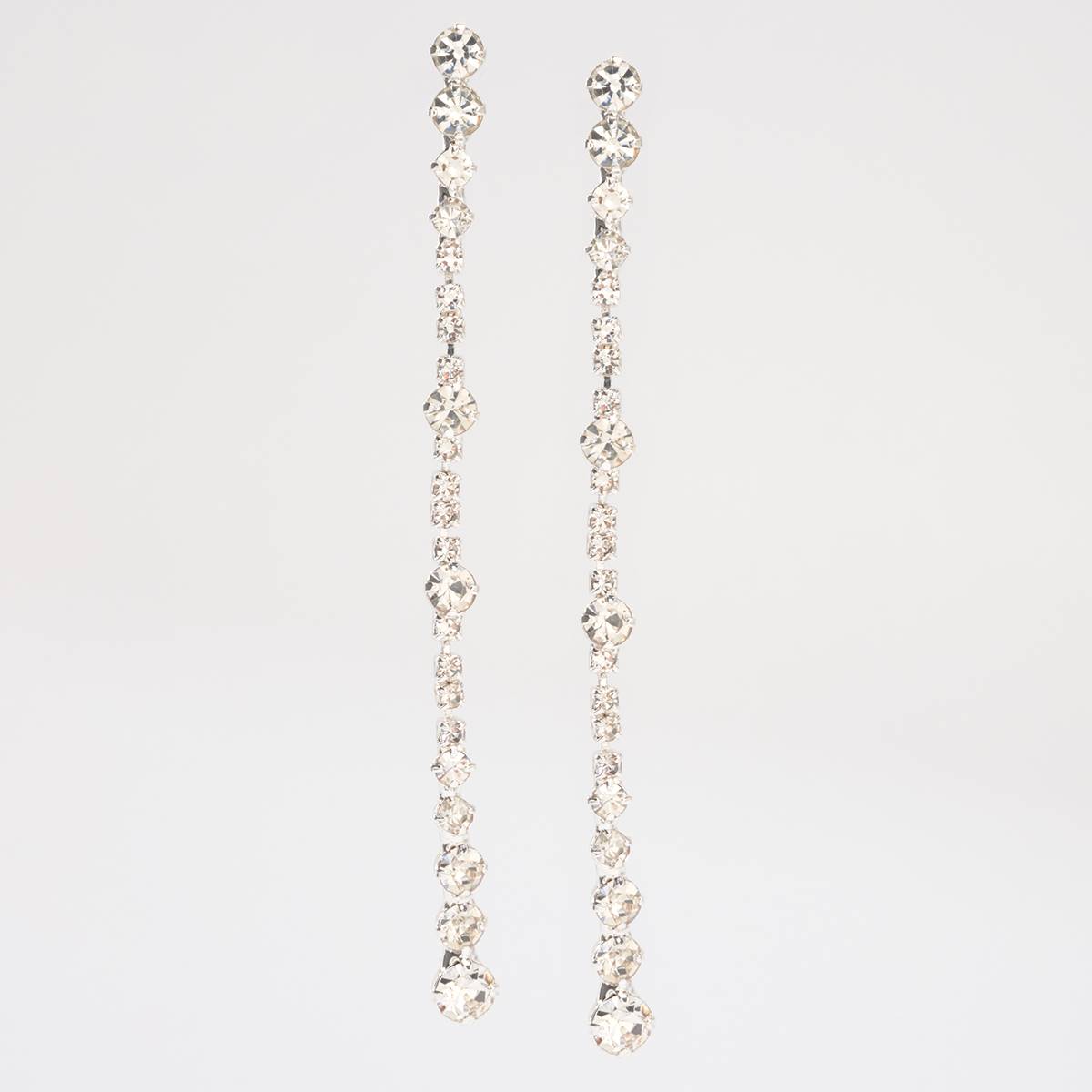 Rosa Rhinestones Linear Dangle Earrings