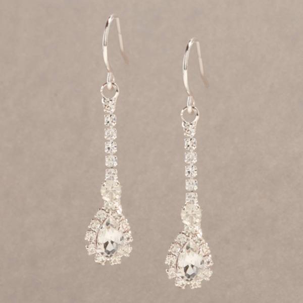 Rosa Rhinestones Silver-Tone Classic Dangle Earrings