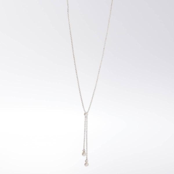 Rosa Rhinestones Pearl Tassels Lariat Necklace