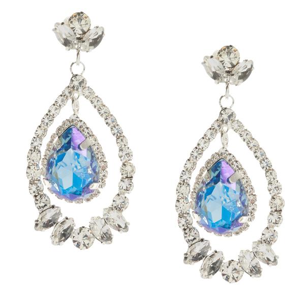Rosa Rhinestones Sky Blue Chandelier Earrings
