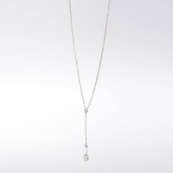 Rosa Rhinestones Long Pear Drop Y-Necklace