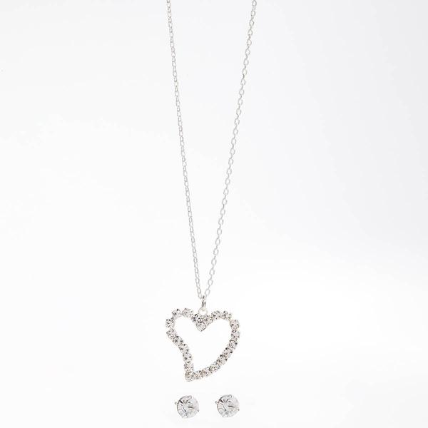 Rosa Rhinestones Heart Pendant & Earring Set