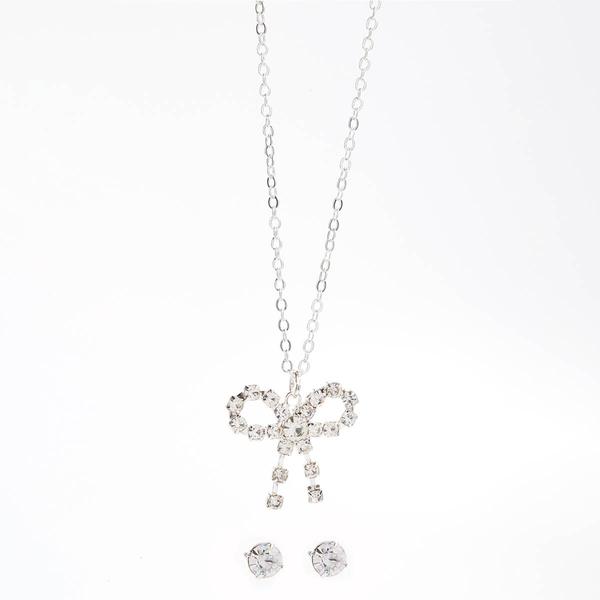 Rosa Rhinestones Bow Pendant and Earring Set