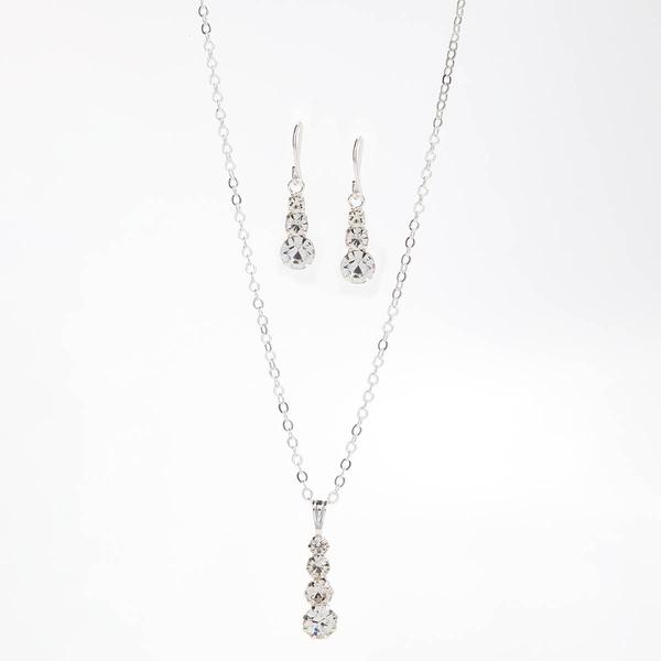 Rosa Rhinestones Crystal Stone Pendant and Earring Set
