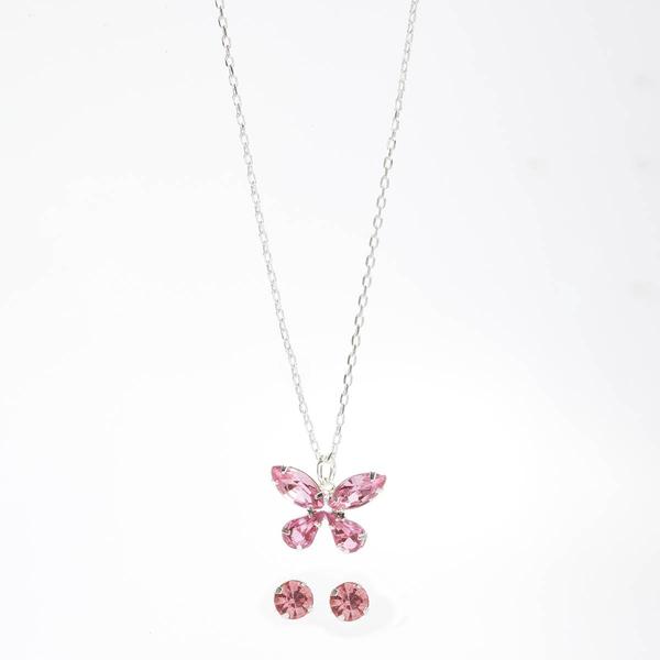 Rosa Rhinestones Butterfly Pendant and Earring Set