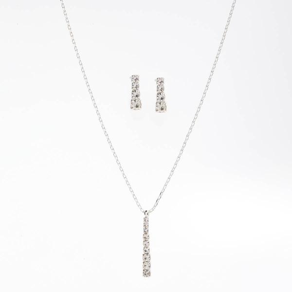 Rosa Rhinestones Linear Crystal Pendant and Earring Set