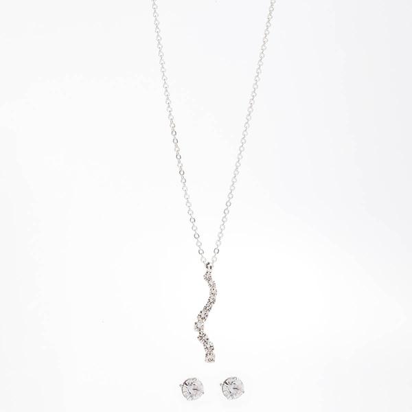 Rosa Rhinestones Right Curve Pendant and Earring Set