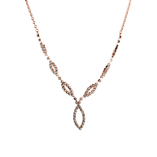 Rosa Rhinestones Weave Rose Gold Y-Necklace