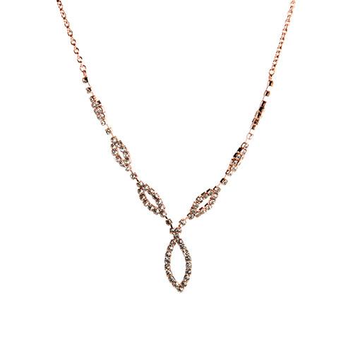 Rosa Rhinestones Weave Rose Gold Y-Necklace
