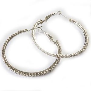 Rosa Rhinestones Large Hoop Clear Crystal Earrings