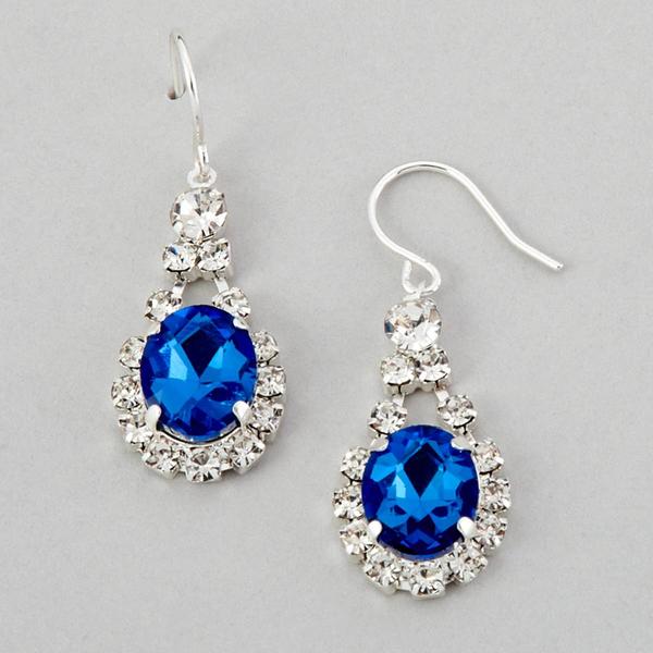 Rosa Rhinestones Blue Rhinestone Drop Earrings