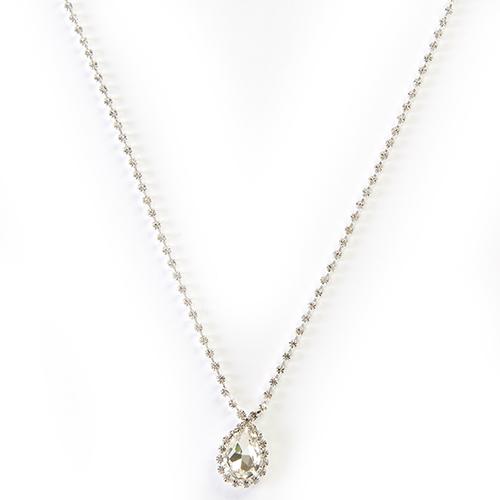 Rosa Rhinestones Clear Crystal Pear Pendant Necklace