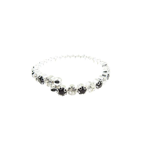 Rosa Rhinestones Round Clear & Black Cuff Bracelet