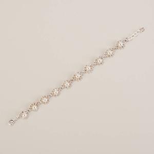 Rosa Rhinestones Pearl Daisies Bracelet