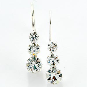 Rosa Rhinestones Genuine Three-Stone Crystal Drop Earrings