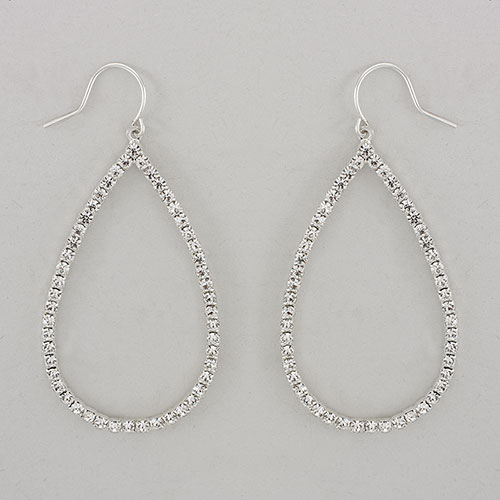 Rosa Rhinestones Large Open Teardrop Earrings